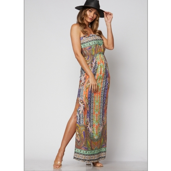 Tyche Dresses & Skirts - 🔥🇺🇲 Paisley Strapless Maxi Dress